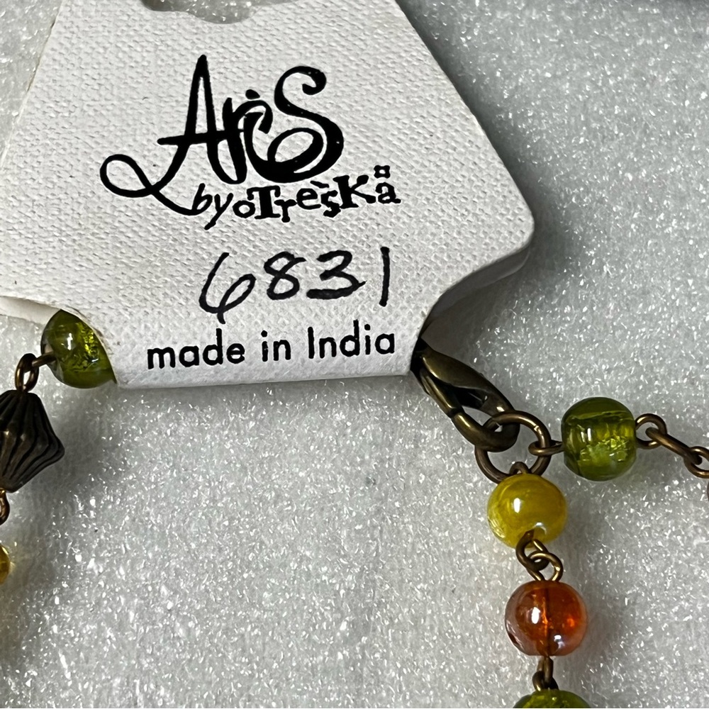 Vintage Aris by Treska 70’s Glass Bead Necklace Bohemian Artsy Minimalistic - Picture 6 of 6